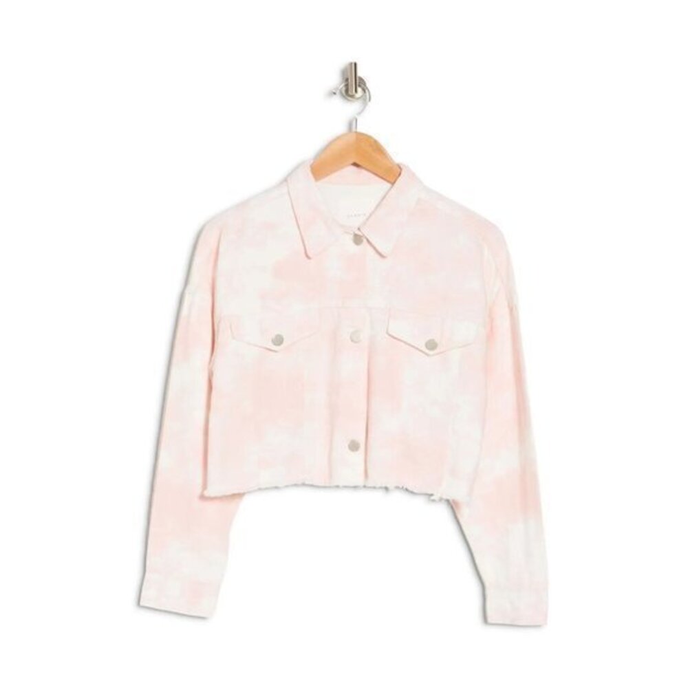 NWOT ELODIE Tie Dye Print Cropped Jacket In Pink Size XS